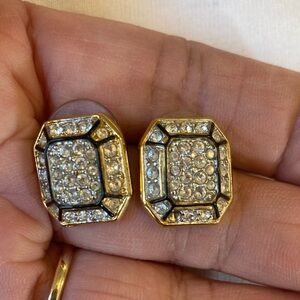 Swarovski Crystals Swan Logo Vintage Pierced Earrings